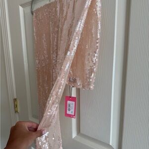 Sparkling Sequin Maxi Skirt in Blush Pink edikted